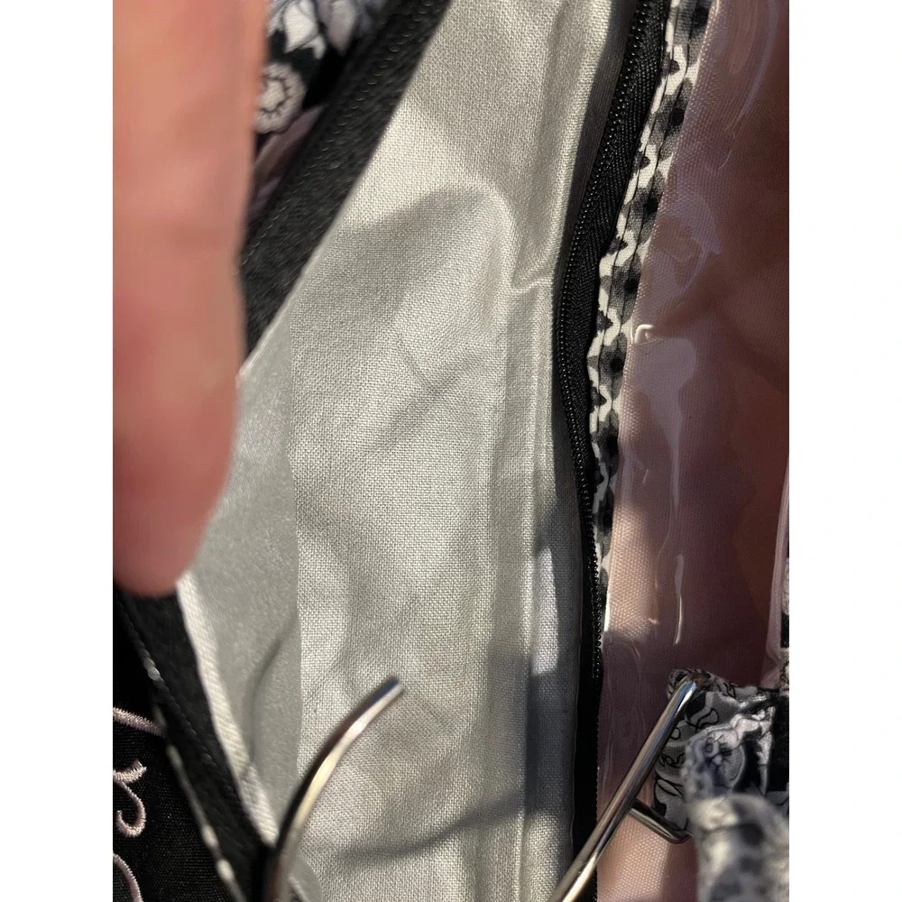 Hanging Travel Organizer Bag Black White Paisley Flat Iron Case